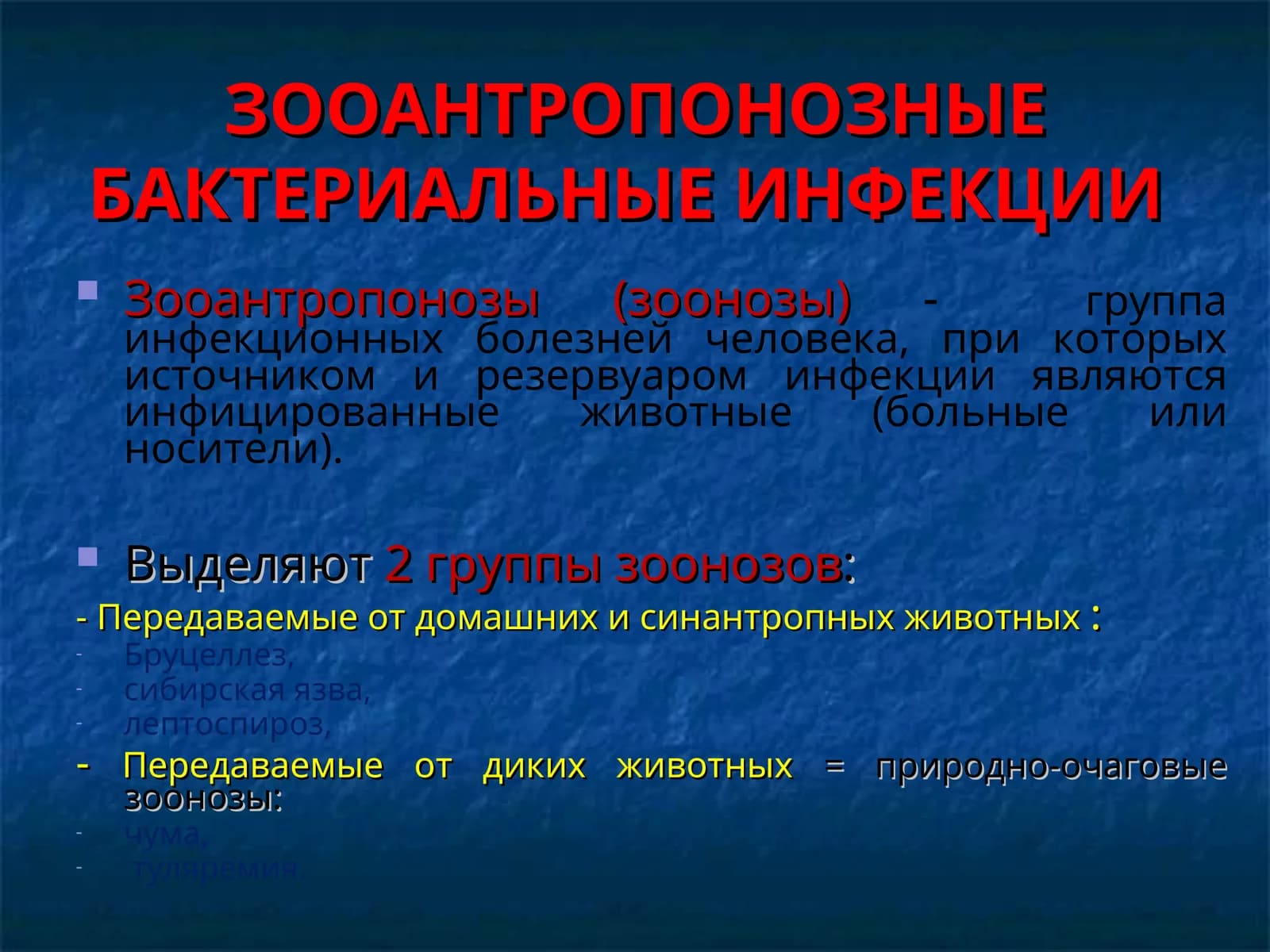ЗООАНТРОПОНОЗНЫЕ БАКТЕРИАЛЬНЫЕ ИНФЕКЦИИ