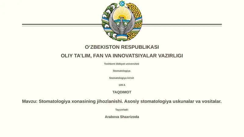 Stomatologiya kirish