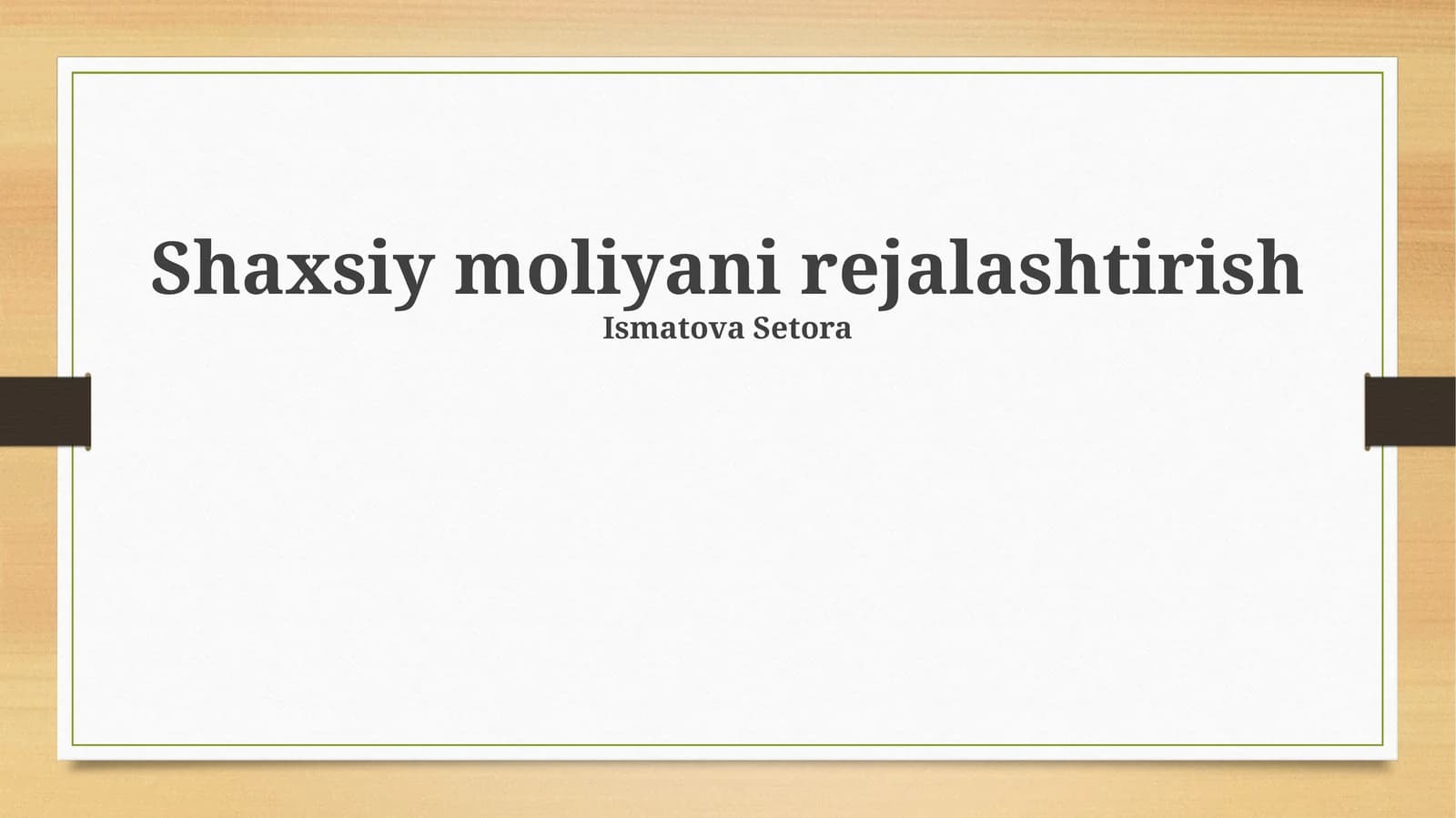 Shaxsiy moliyani rejalashtirish