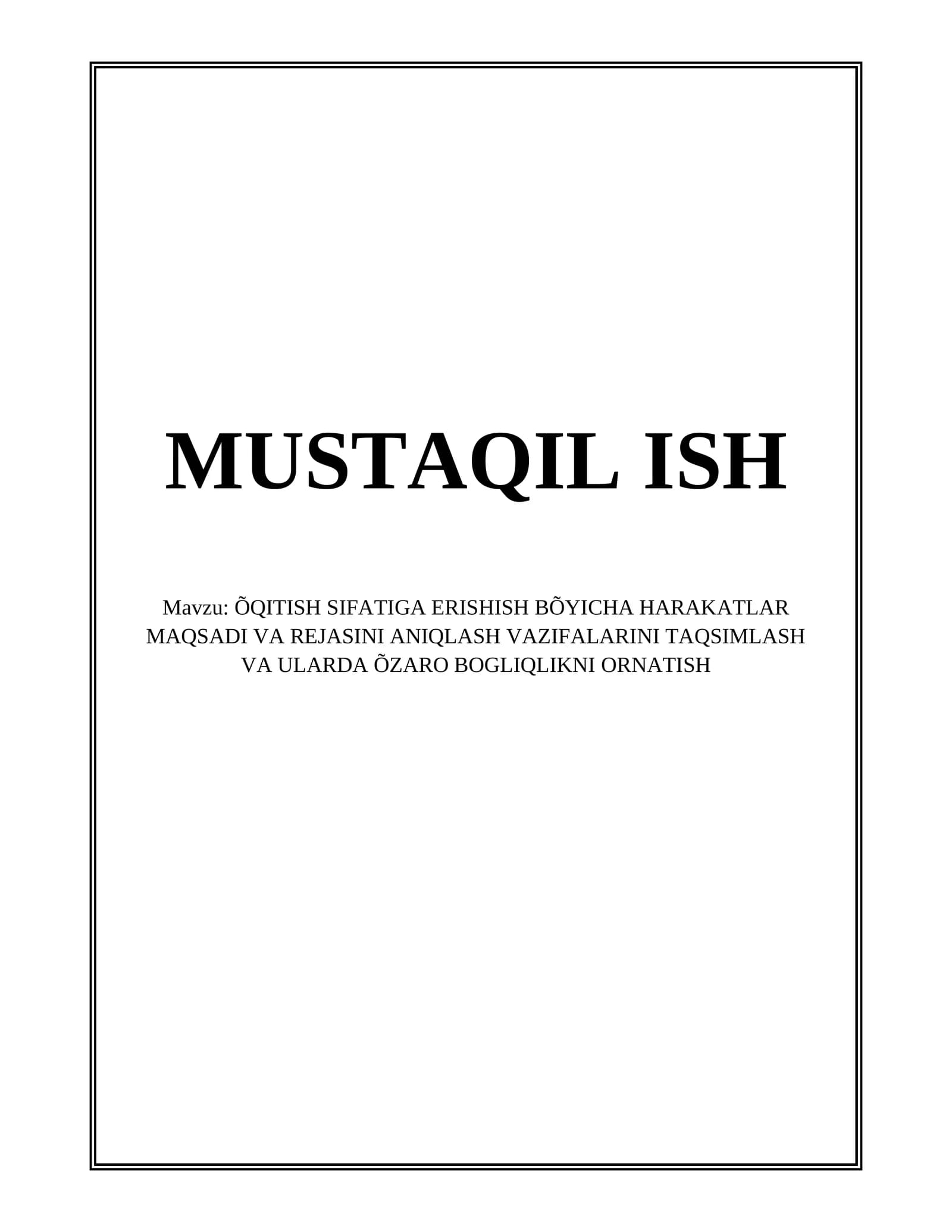 Harakatlar maqsadlarini aniqlash tamoyillari