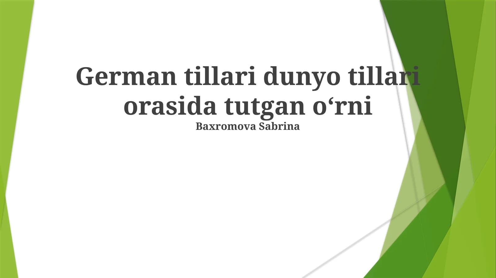 German tillari dunyo tillari orasida tutgan o‘rni