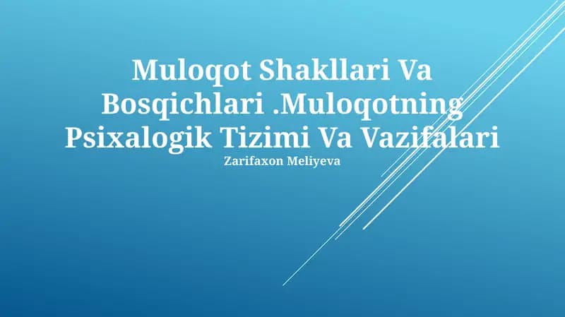 Muloqot Shakllari Va Bosqichlari