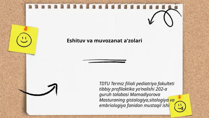 Mamadiyorova Masturaning gistalogiya, sitologiya va embriologiya fanidan mustaqil ishi