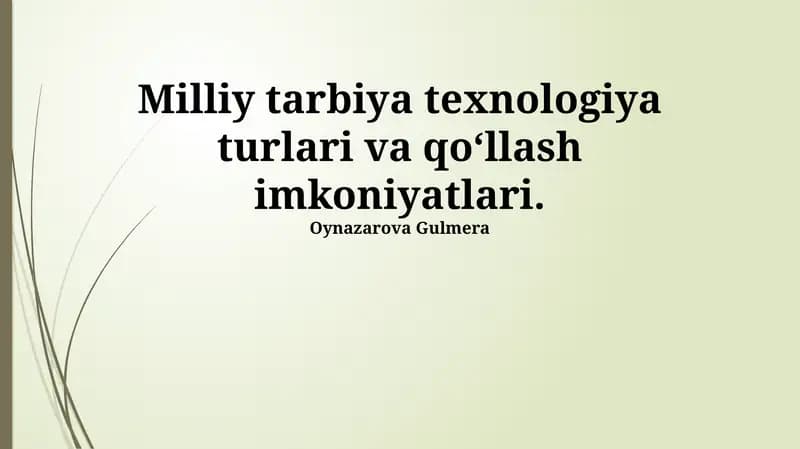 Milliy Ta'lim Texnologiyalari