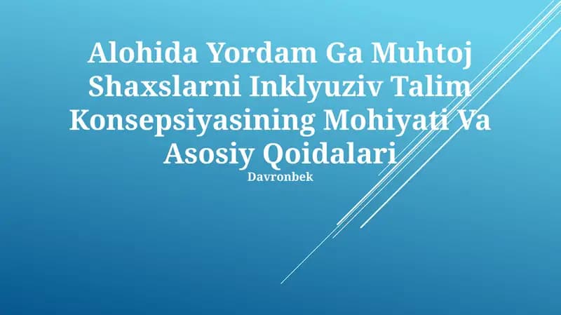 Inklyuziv Talim Konsepsiyasi