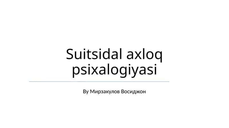 Suitsidal axloq psixalogiyasi
