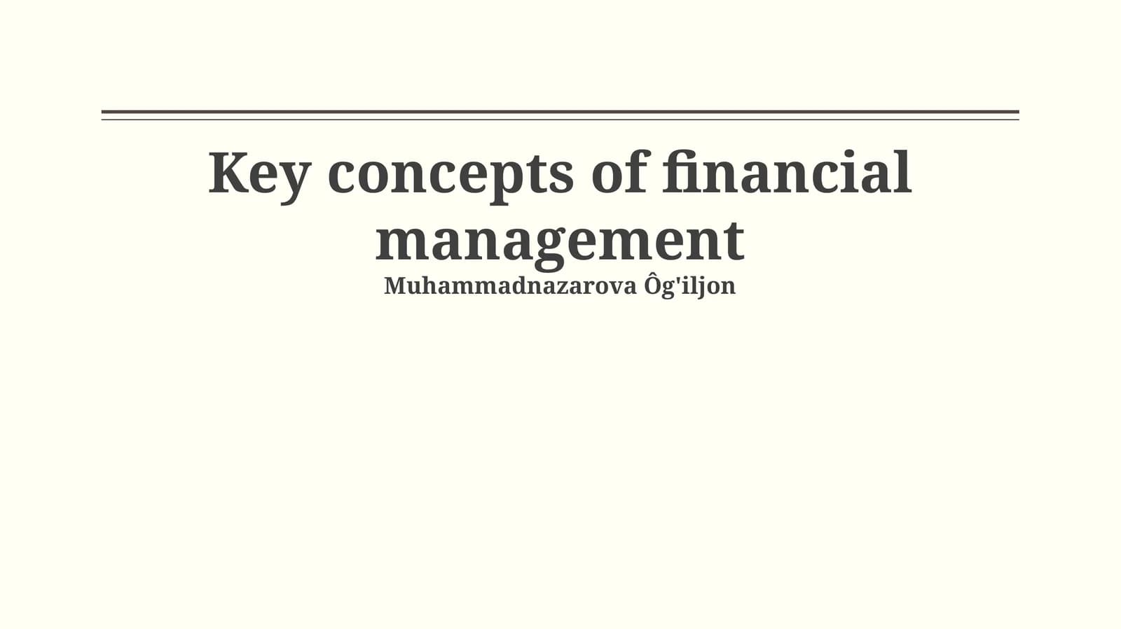 Key concepts of financial management
