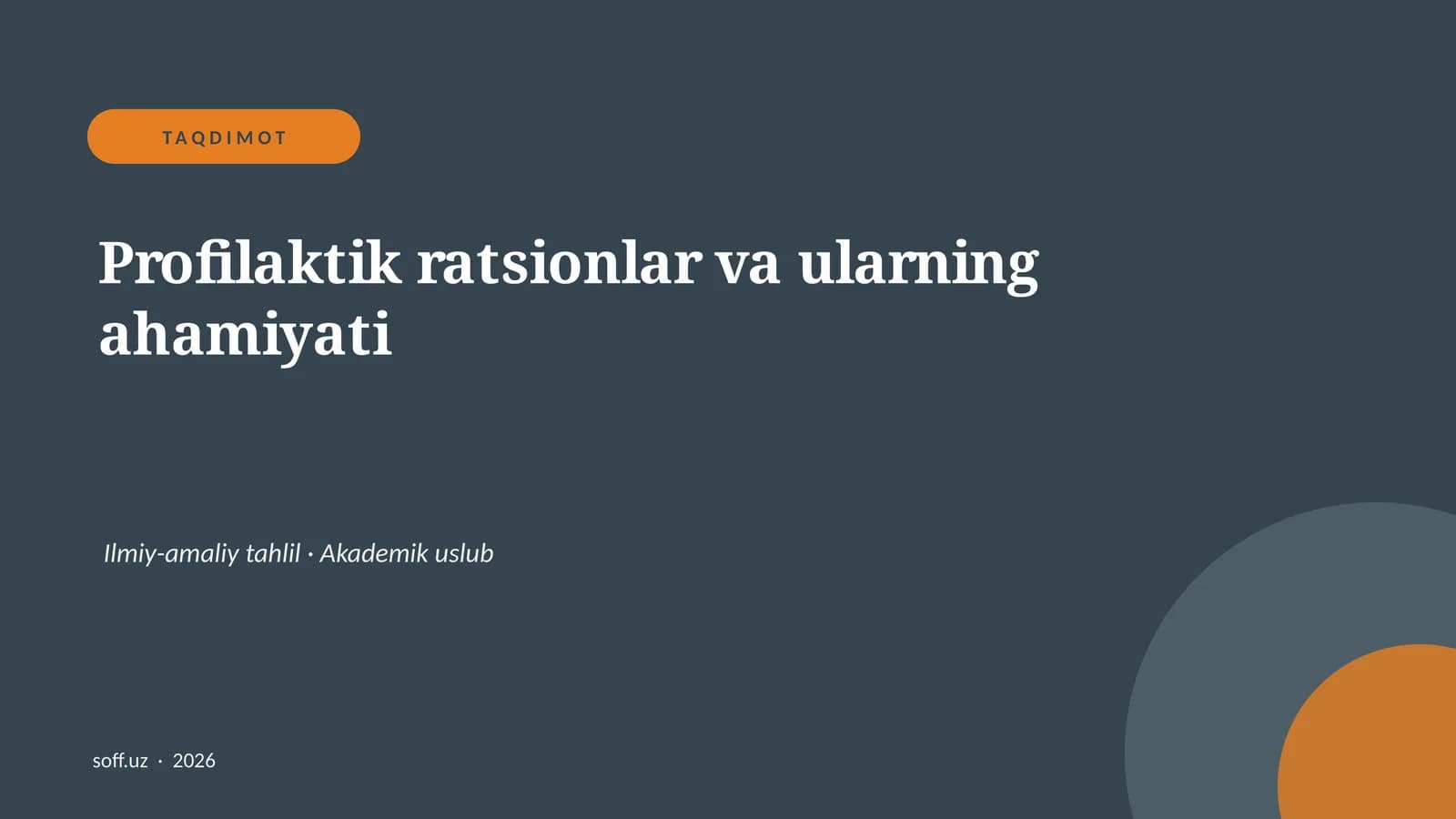Profilaktik ratsionlar va ularning ahamiyati
