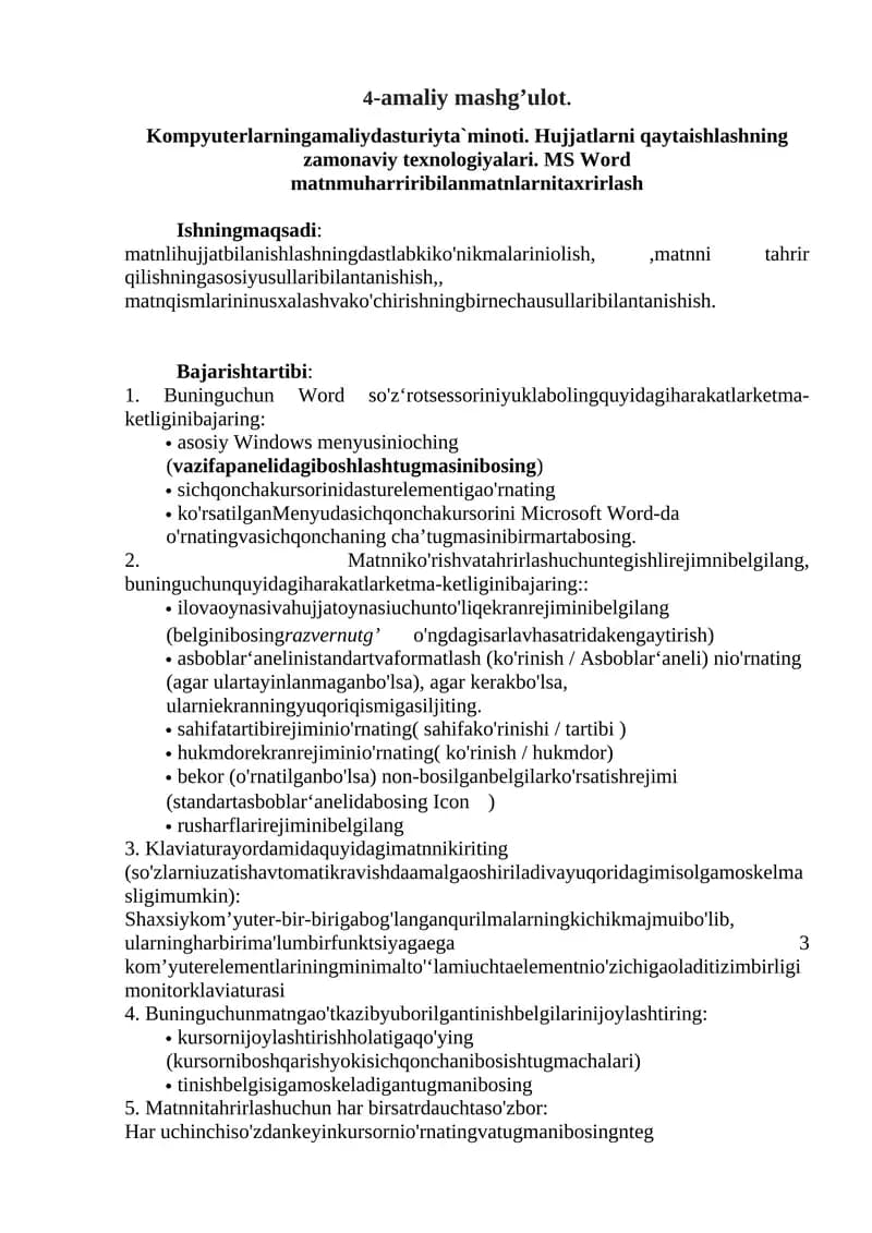 Kompyuterlarning amaliy dasturiy ta`minoti
