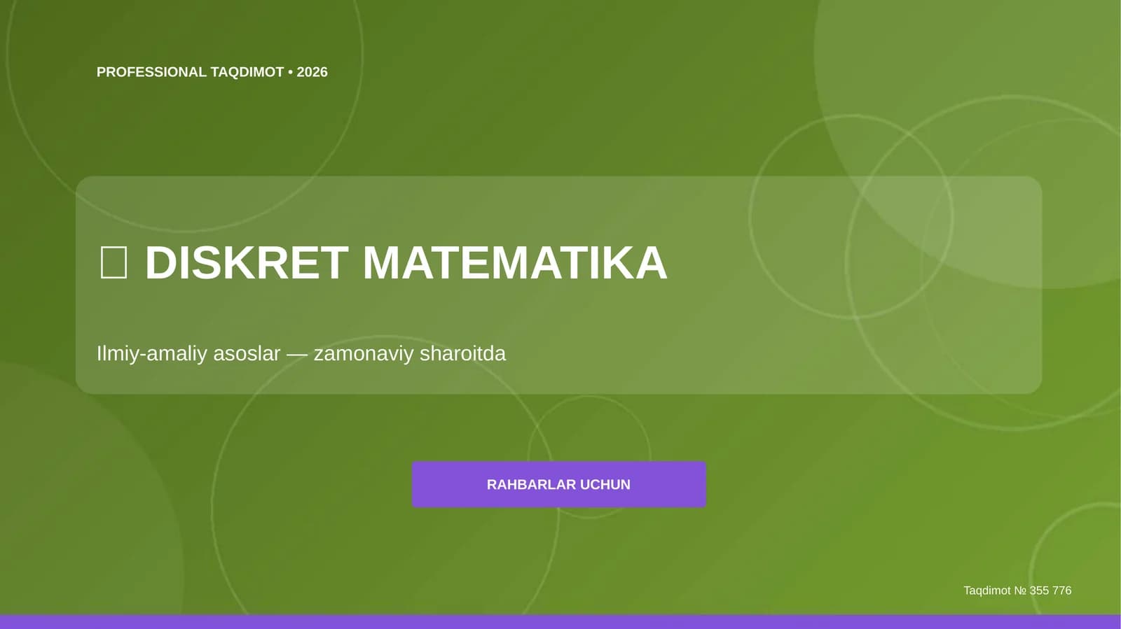 Diskret matematika: ilmiy-amaliy asoslar