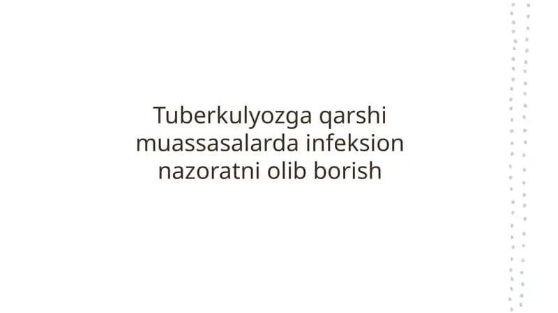 Tuberkulyozga Qarshi Kurash Usullari