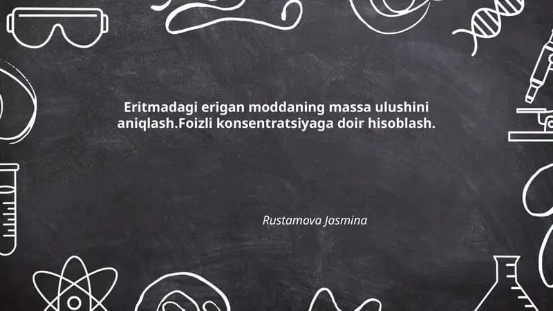 Eritmadagi erigan moddaning massa ulushini aniqlash