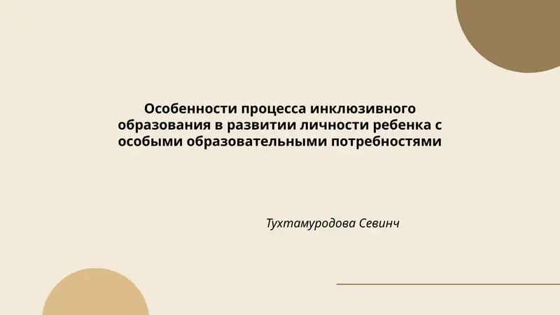 Особенности процесса инклюзивного образования в развитии личности ребенка с особыми образовательными потребностями