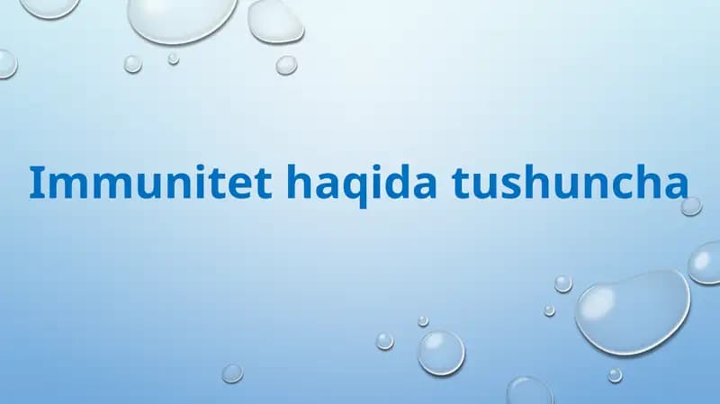 Immunitet haqida tushuncha