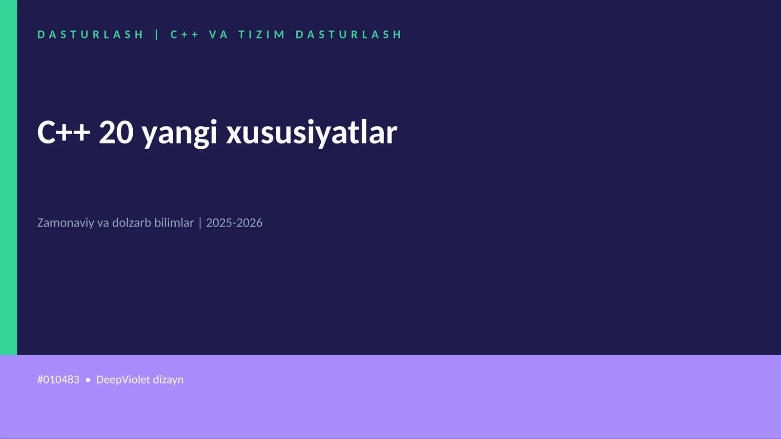 C++ 20 yangi xususiyatlar