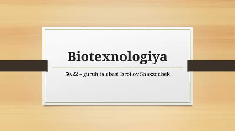 Biotexnologiya