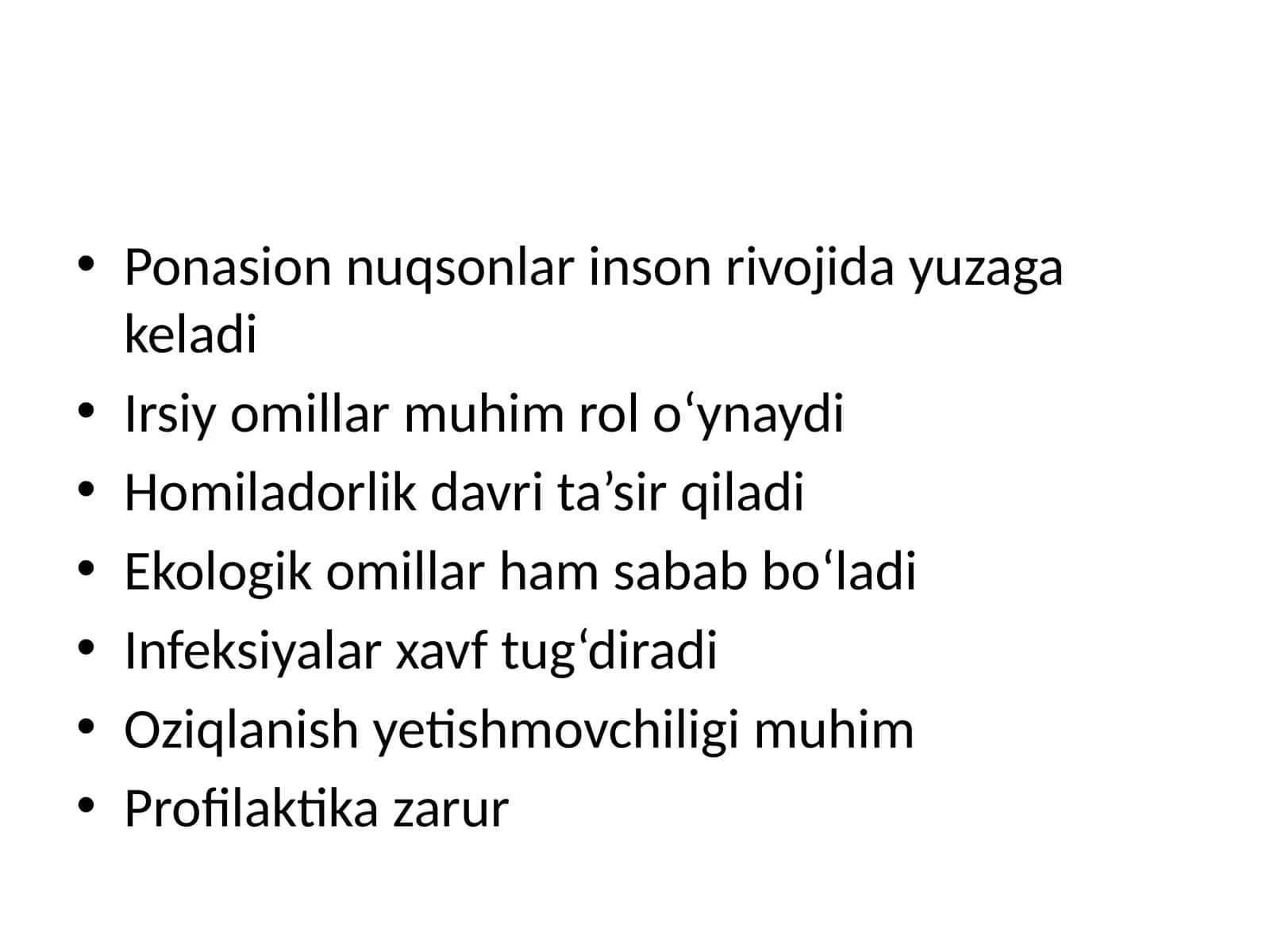 Tishlardagi ponasion nuqson etiologiyasi