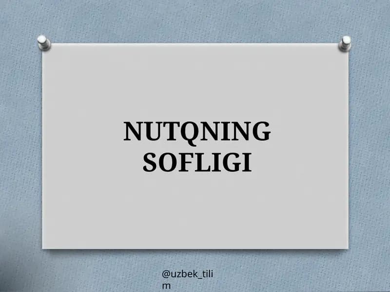 Nutqning Sofligi