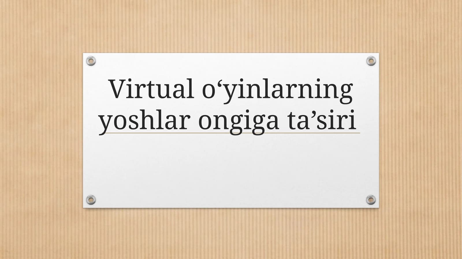 Virtual o‘yinlarning yoshlar ongiga ta’siri