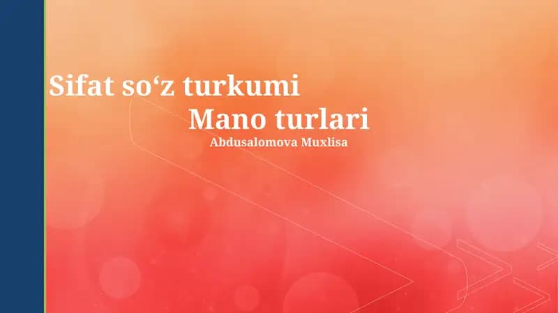 Sifat soʻz turkumi