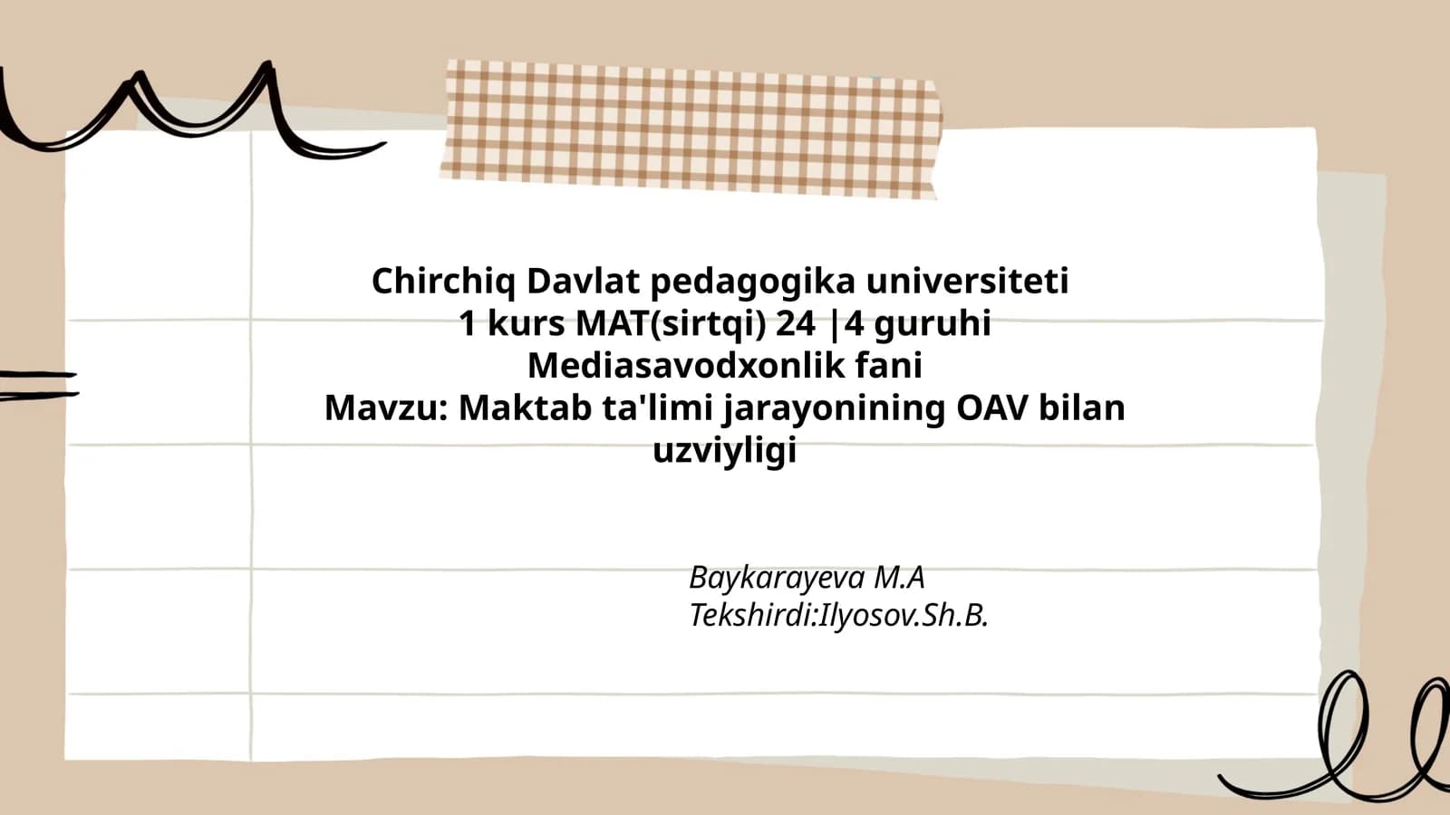 Maktab ta'limi jarayonining OAV bilan uzviyligi