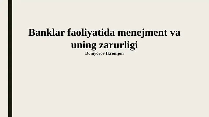 Banklar faoliyatida menejment va uning zarurligi