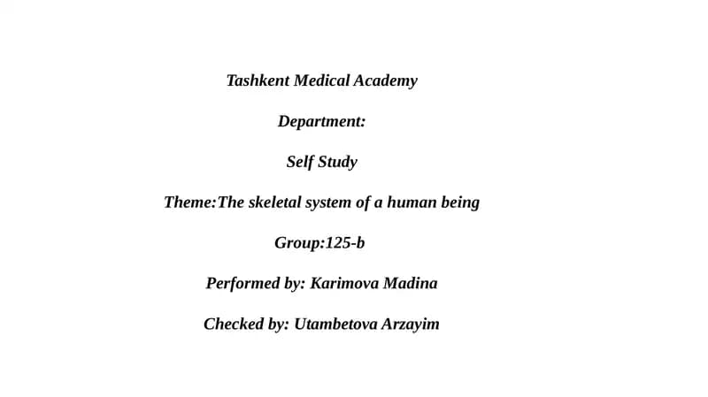 The skeletal system of a human being