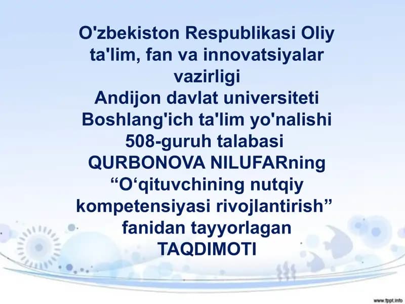 O‘qituvchi nutqining asosiy kommunikativ sifatlari
