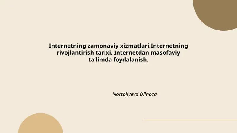 Internetning zamonaviy xizmatlari