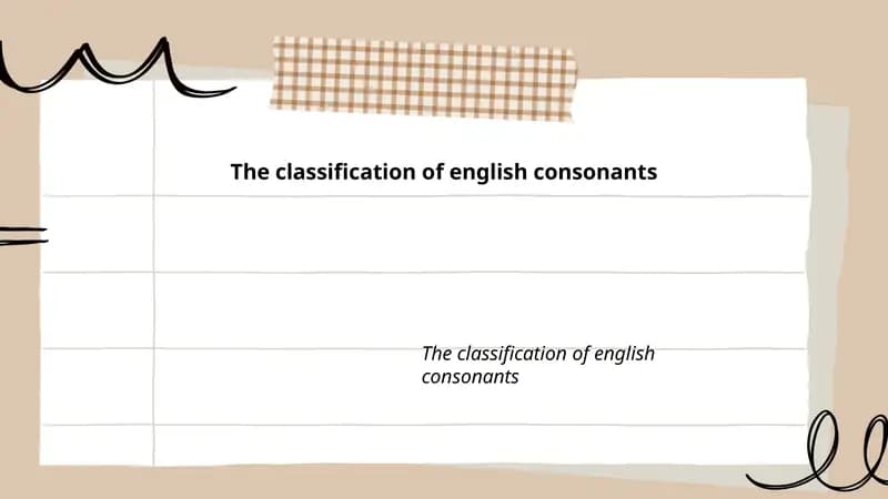 The classification of English consonants