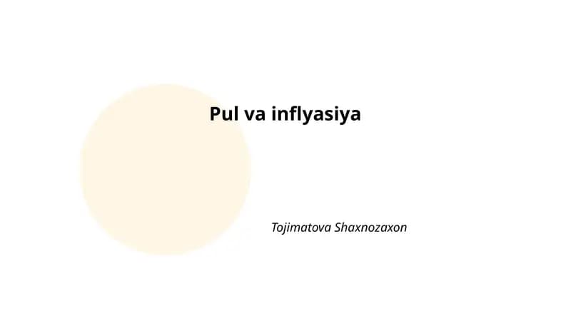 Pul va inflyasiya