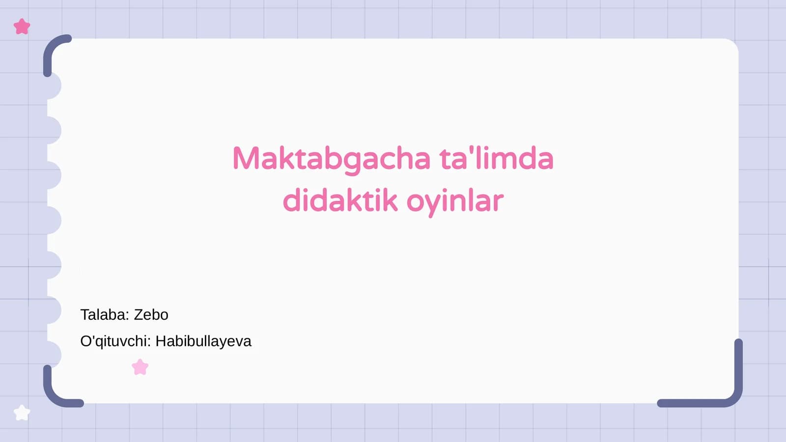 Maktabgacha ta'limda didaktik oyinlar