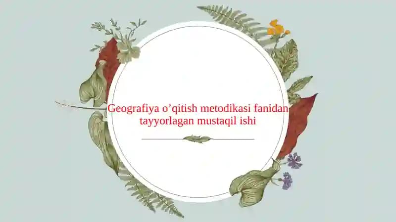 Geografiya o’qitish metodikasi