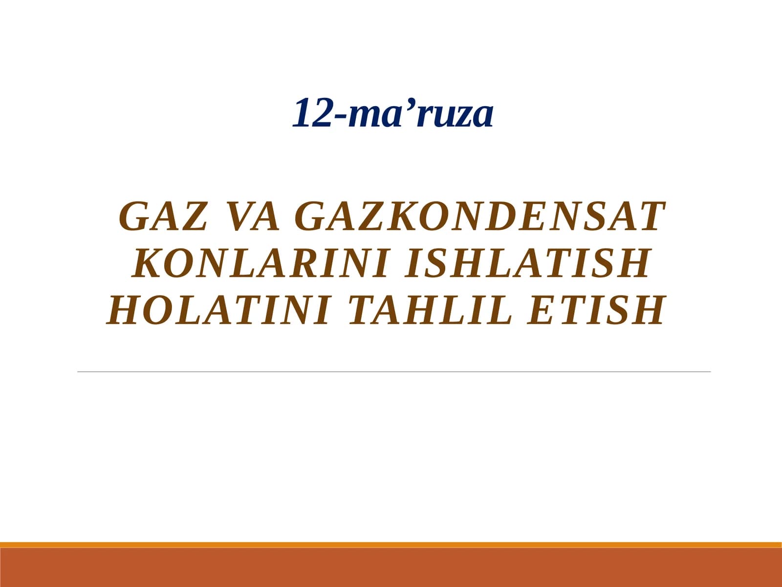 Gaz va gazkondensat konlarini ishlatish holatini tahlil etish
