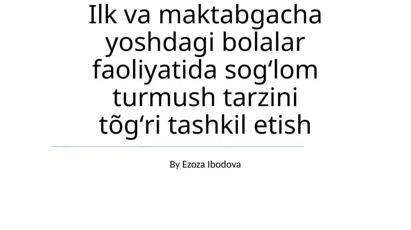 Sog'lom turmush tarzi