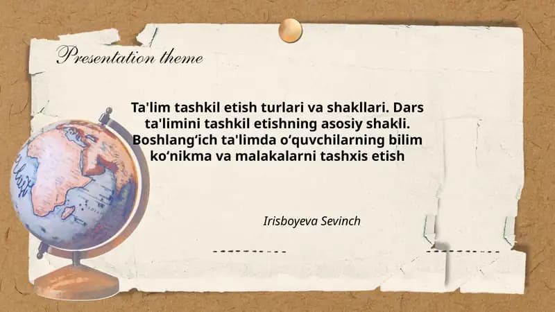 Ta'lim Tashkil Etish Turlari va Shakllari