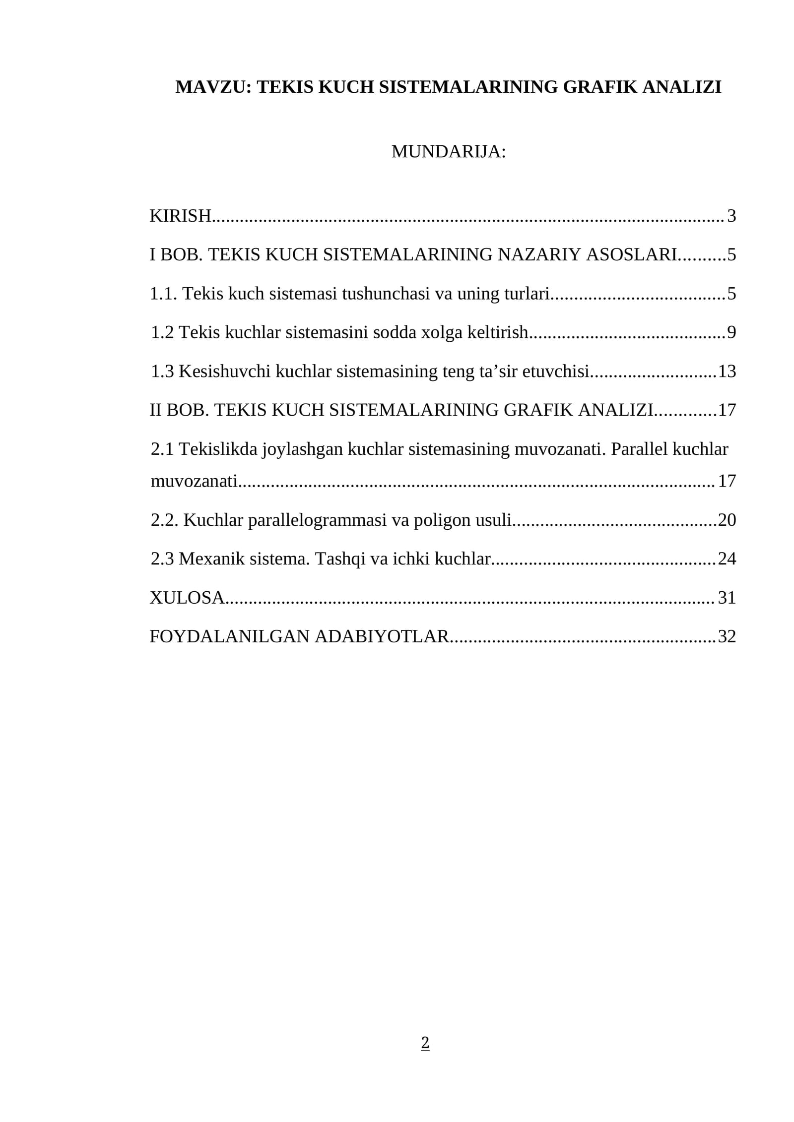 TEKIS KUCH SISTEMALARINING GRAFIK ANALIZI