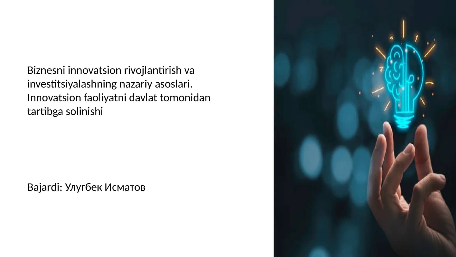Biznesni innovatsion rivojlantirish va investitsiyalashning nazariy asoslari
