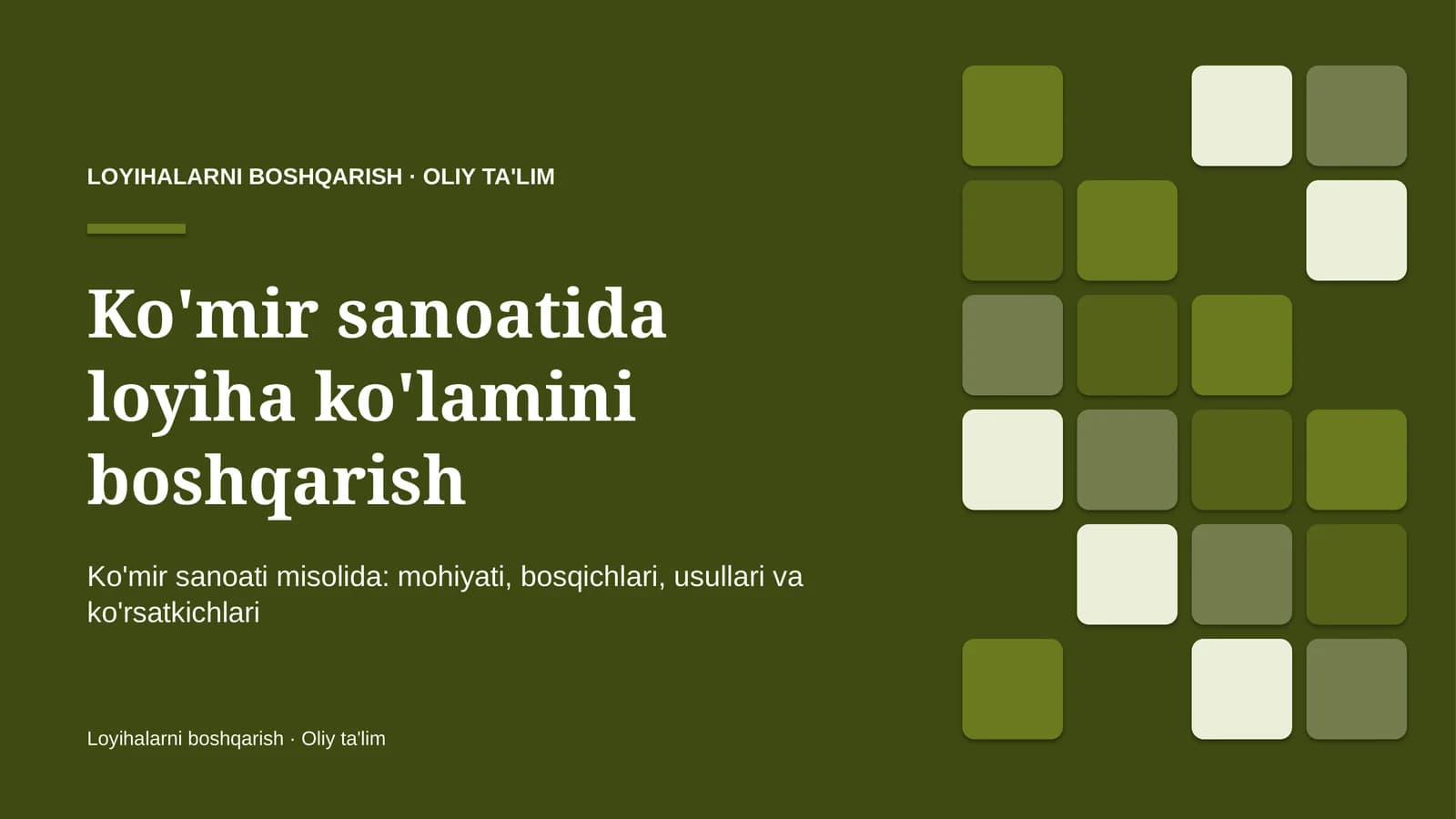 Ko'mir sanoatida loyiha ko'lamini boshqarish