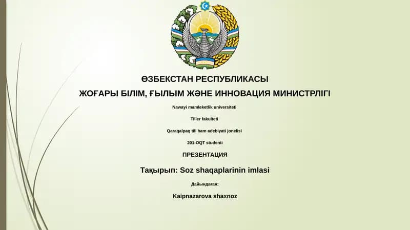Soz shaqaplarinin imlasi