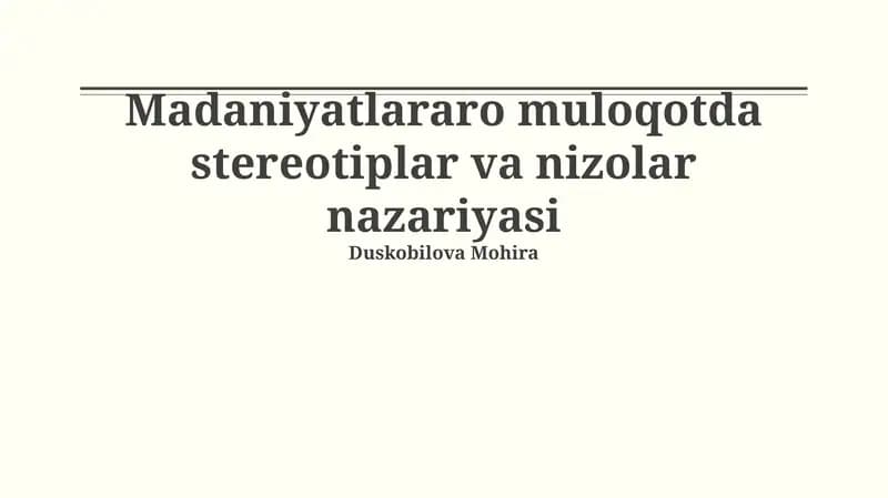 Stereotiplar va nizolar nazariyasi