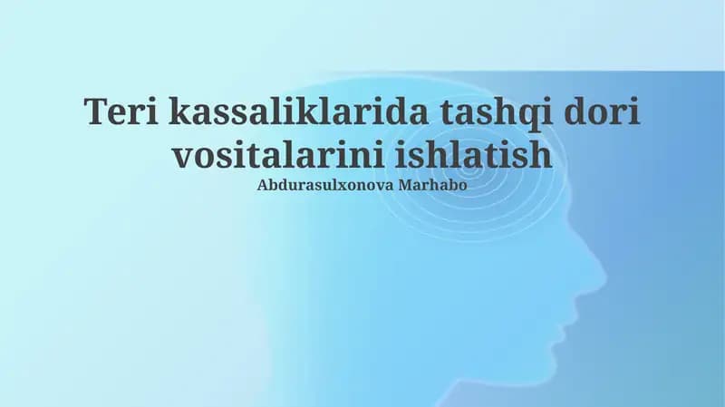 Teri kassaliklarida tashqi dori vositalari
