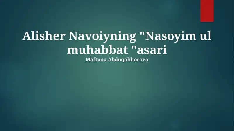 Nasoyim ul muhabbat