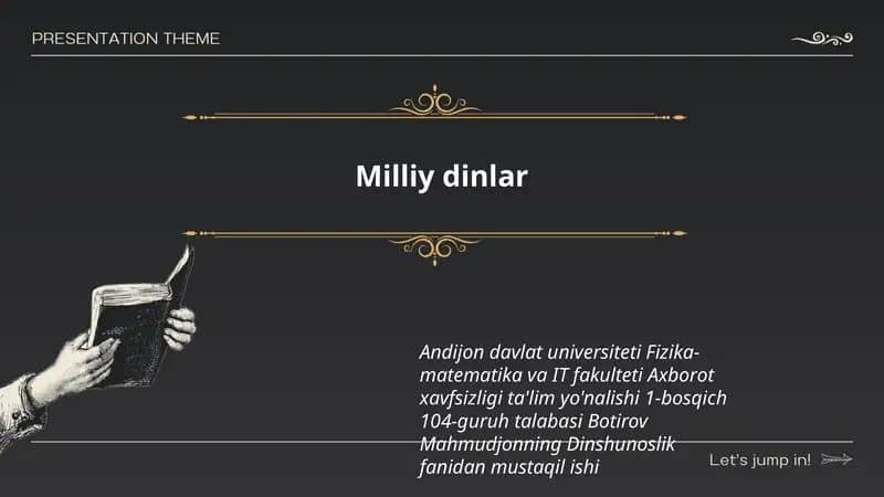 Dinshunoslik fanidan mustaqil ish
