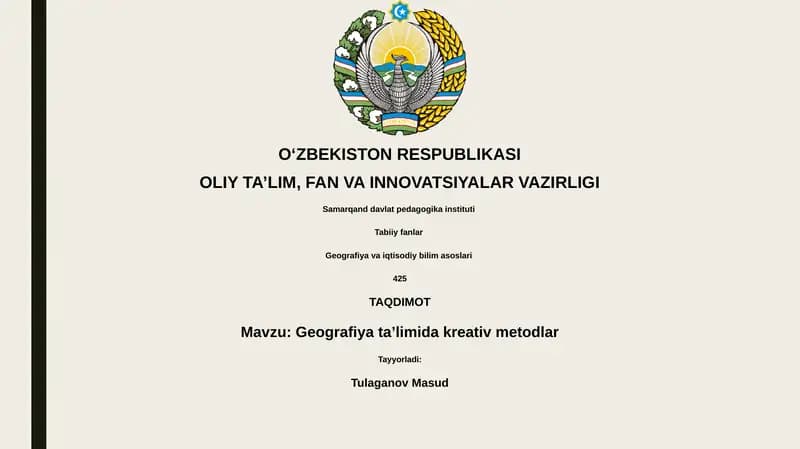 Geografiya ta’limida kreativ metodlar