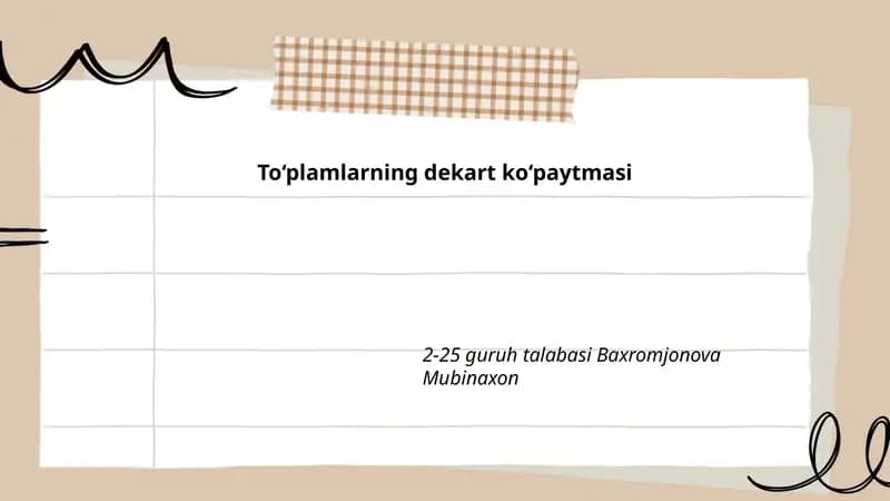 To‘plamlarning dekart ko‘paytmasi