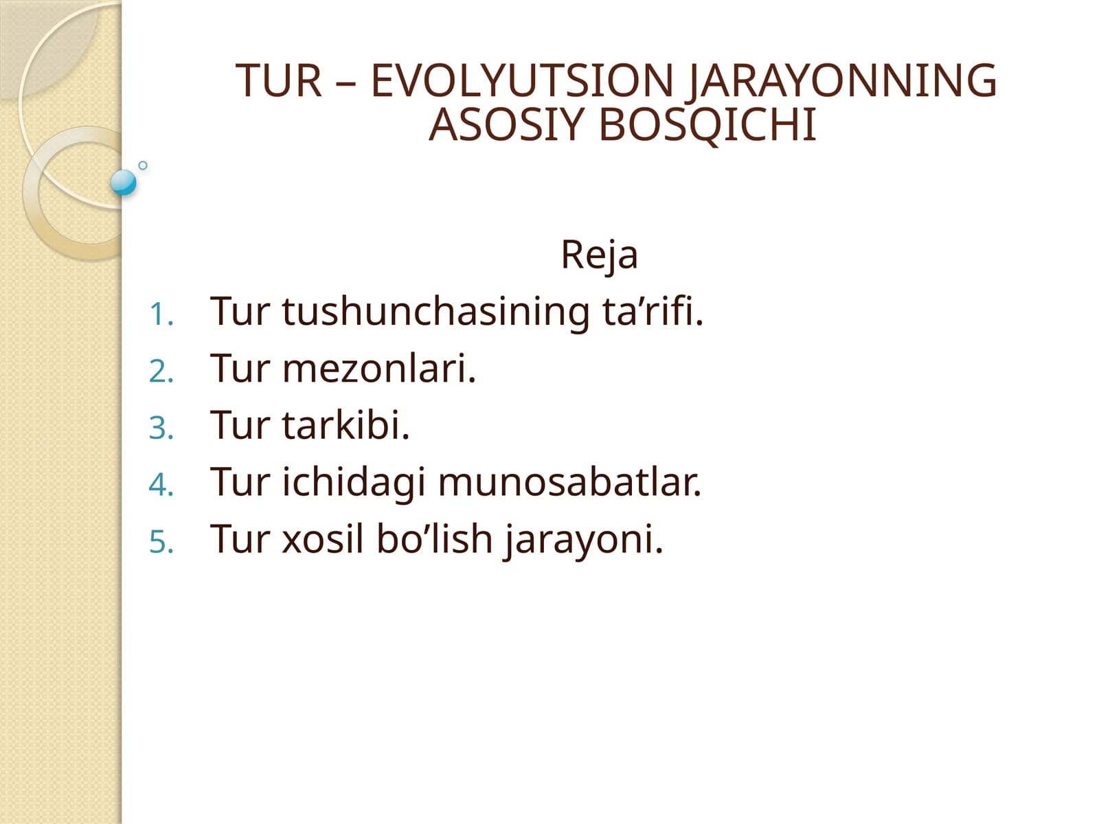 EVOLYUTSION JARAYONNINGASOSIY BOSQICHI