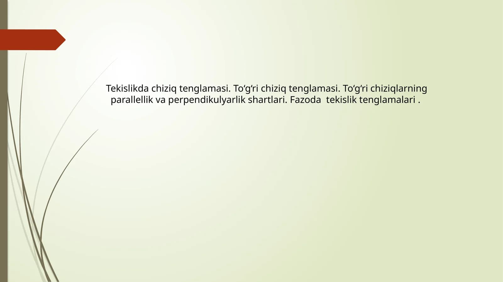 Fazoda tekislik tenglamalari