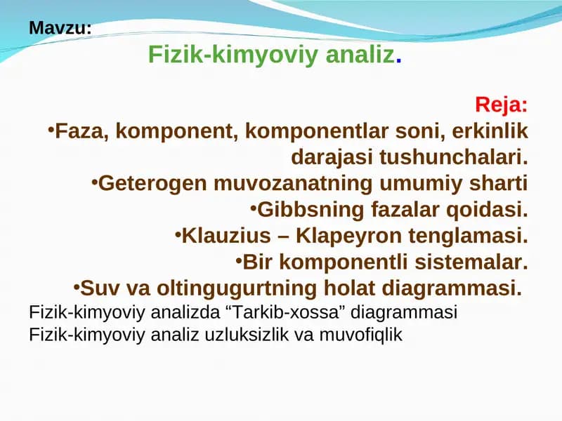 Fizik-kimyoviy analiz
