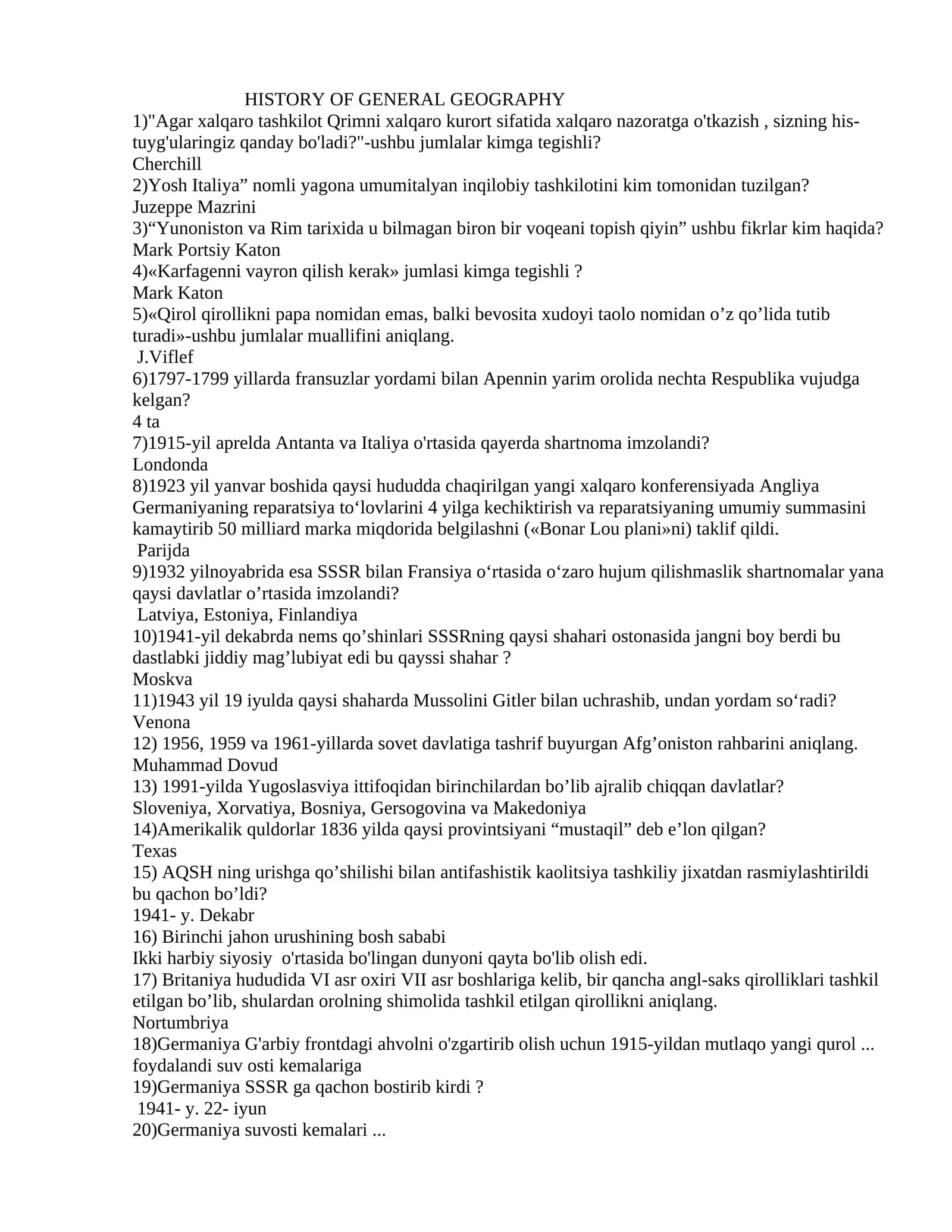 HISTORY OF GENERAL GEOGRAPHY